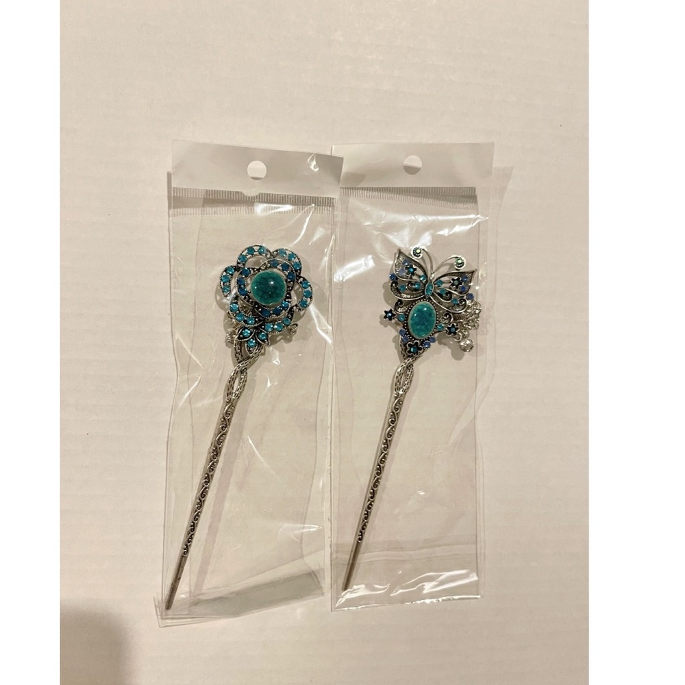 Blue and silver hair pin picks